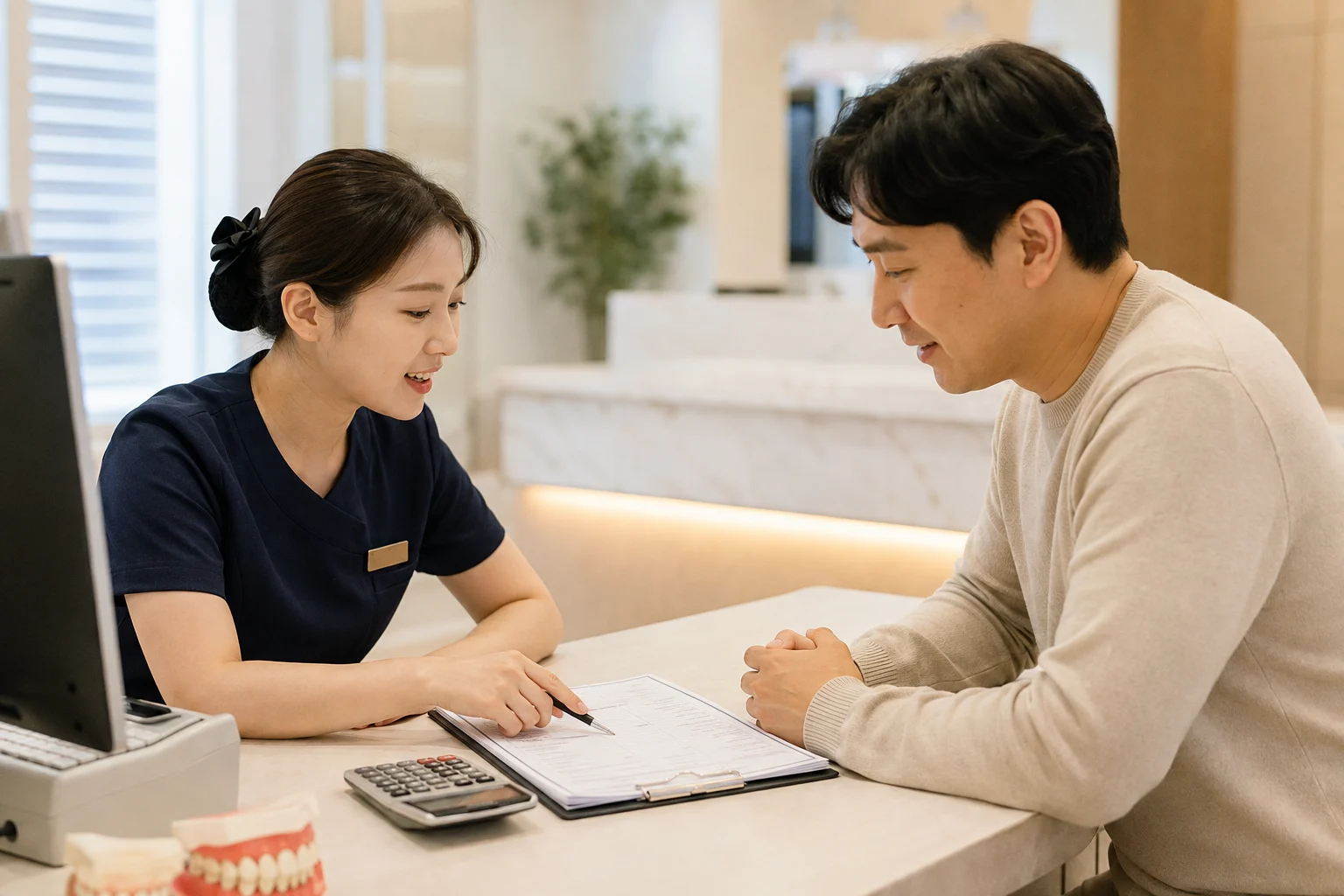 앞니 임플란트 비용 관련 검사와 상담 과정